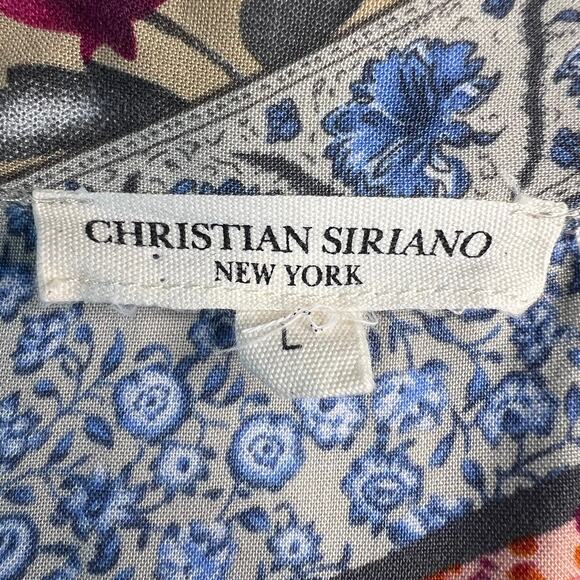 Christian Siriano Women's Top New York Button Up Patchwork Shirt Artsy Size L - Picture 3 of 16